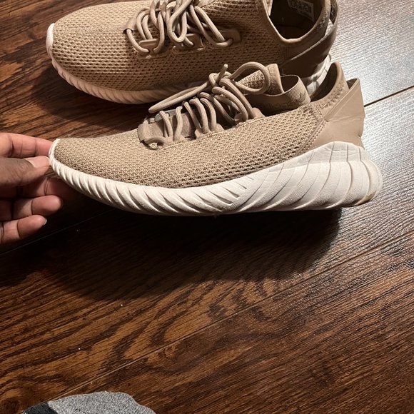 khaki adidas tubular doom sock size 6 like new - Picture 2 of 3